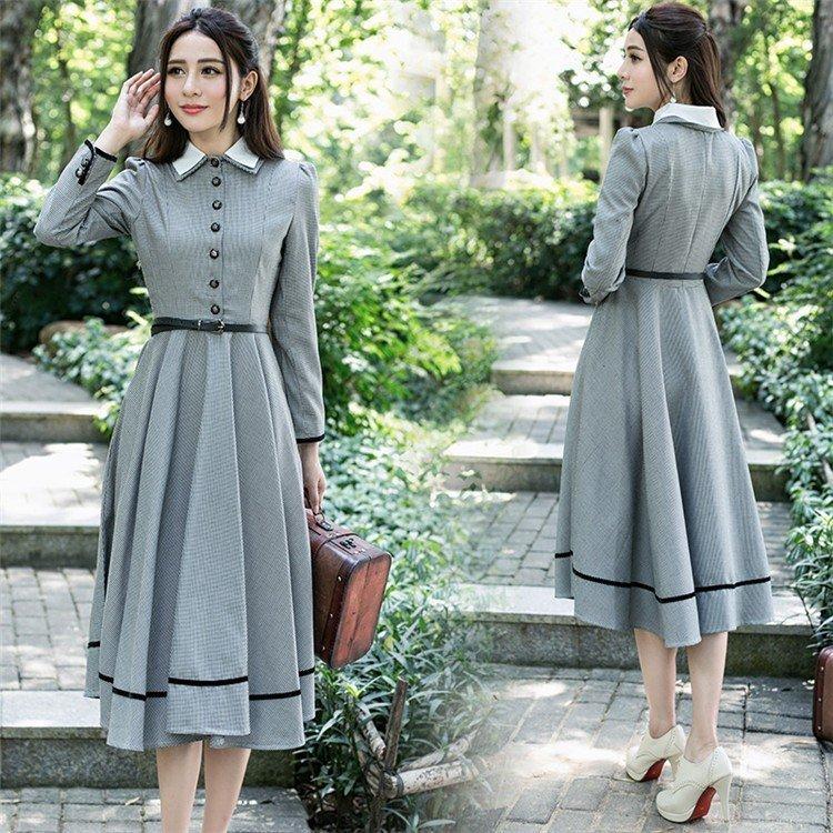 英国のお嬢様のように着ているクラシック一品 ワンピース マキシワンピース ロングワンピース Clq662 Adonia 通販 Yahoo ショッピング