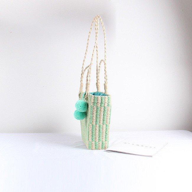 日本最大級 クリスマスギフト ハンドバック 手さげカバン 手編み鞄 ショルダー 切り替え おしゃれ 夏新作 可愛い シンプル 模様編み ボール飾り 新品本物 Turningheadskennel Com