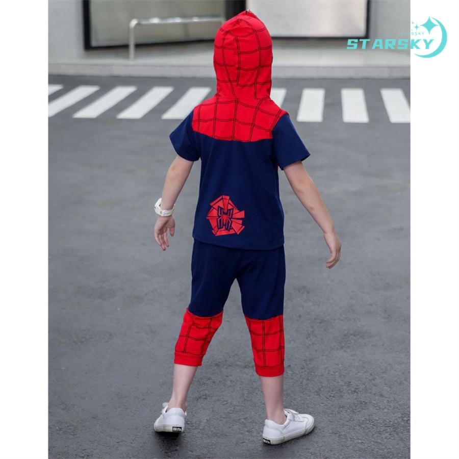 子供服 スパイダーマン　夏服　短袖　男の子 女の子 上下セット　キッズ　子供用　ハロウィン コスチューム　舞台仮装　｜nikotora｜06