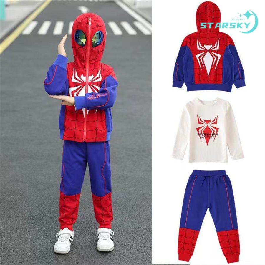 子供服 スパイダーマン 春秋 長袖 男の子 女の子 上下セット キッズ