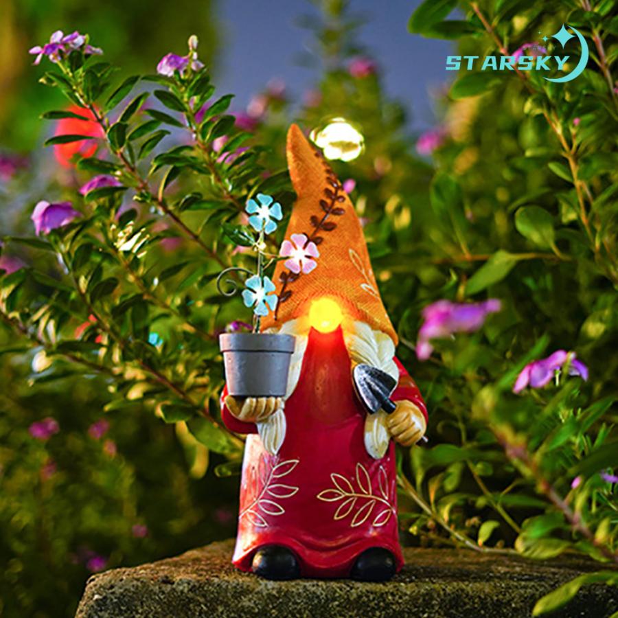 庭 ソーラーライト精霊と花 妖精 ノーム ガーデン用 屋外用