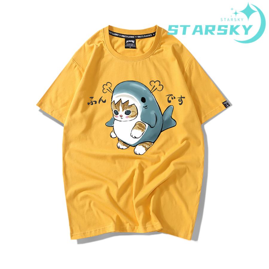 サメにゃん サメ猫 Tシャツ プリントシャツ 大きいサイズ対応 ティ