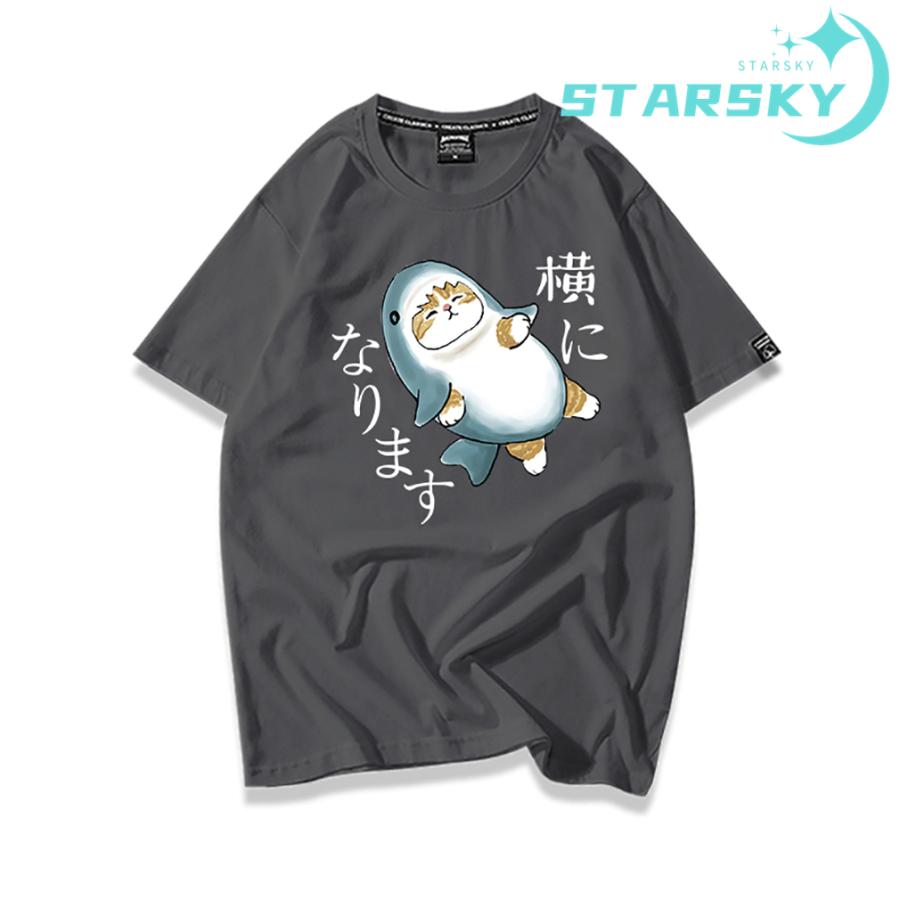 サメにゃん サメ猫 Tシャツ プリントシャツ 大きいサイズ対応 ティ