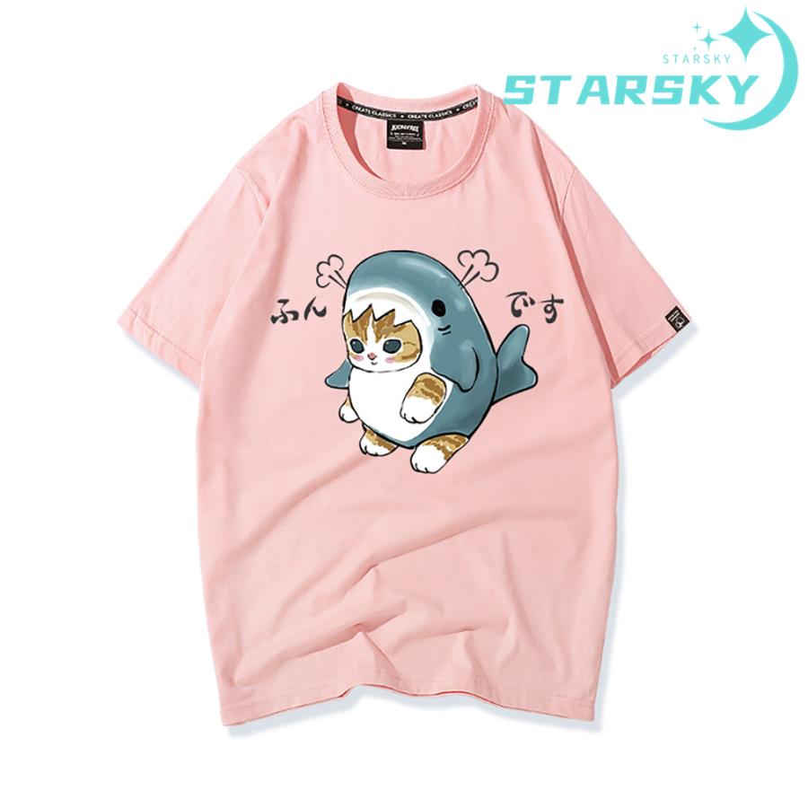 サメにゃん サメ猫 Tシャツ プリントシャツ 大きいサイズ対応 ティ