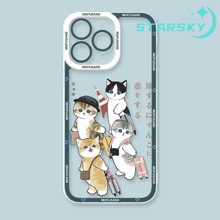 モフサンド iphoneケース サメ 猫ちゃん 可愛い スマホケース 透明