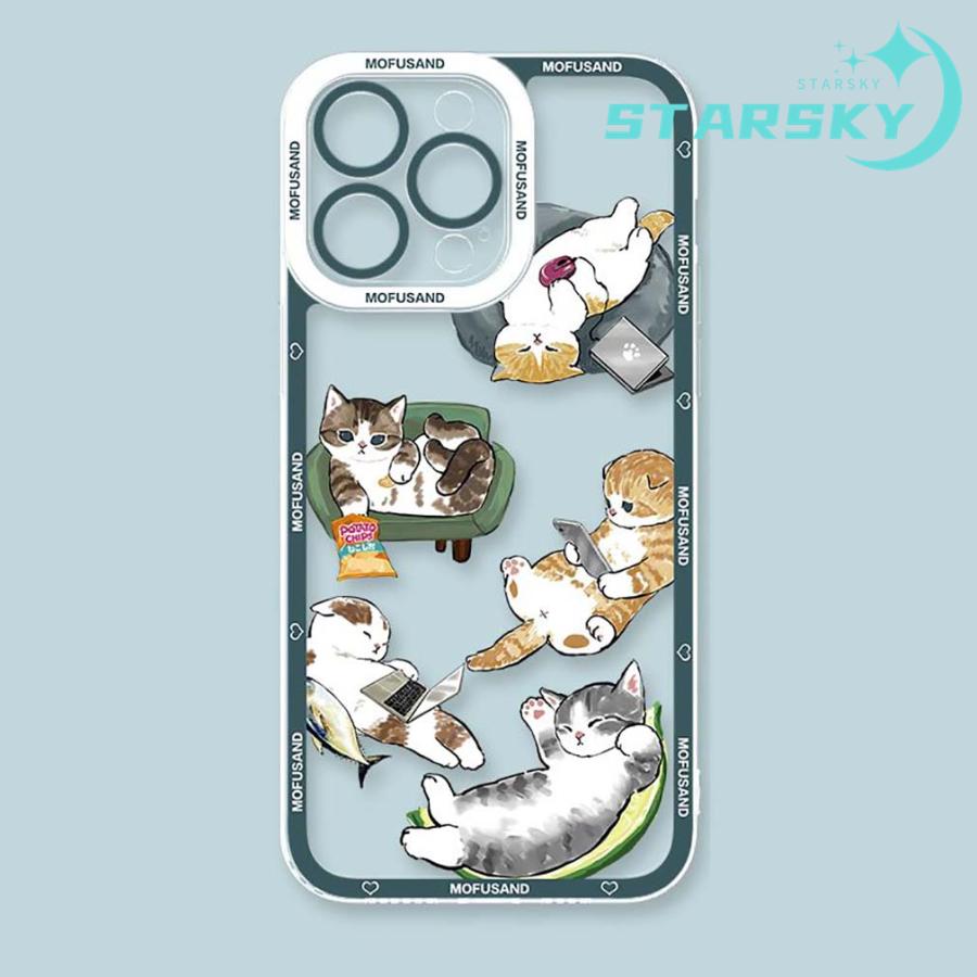 モフサンド iphoneケース サメ 猫ちゃん 可愛い スマホケース 透明 