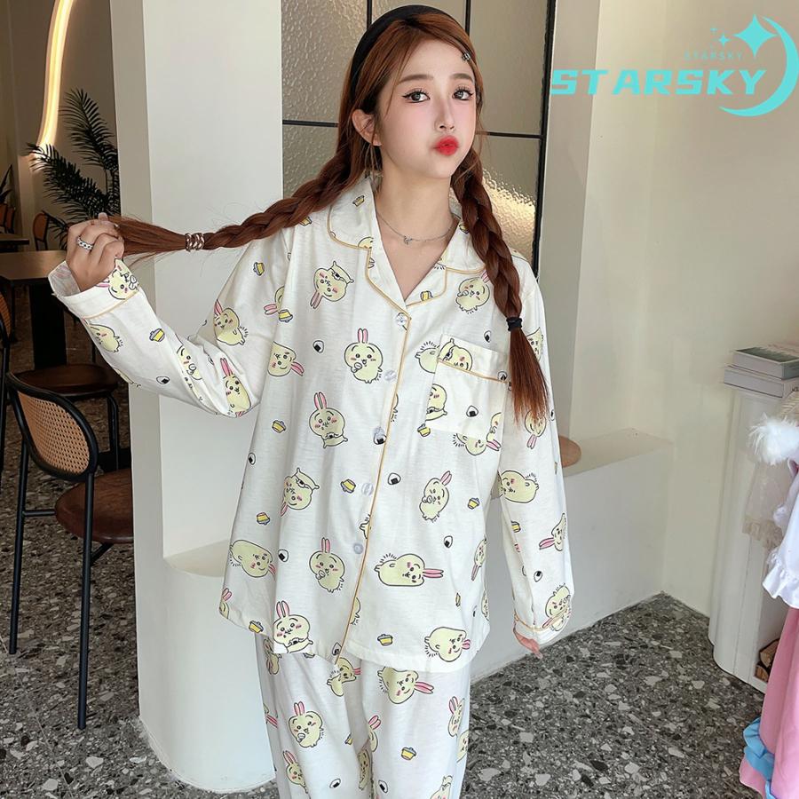ちいかわ ハチワレ ウサギ ちいかわ パジャマ 上下セット 長袖 シャツ