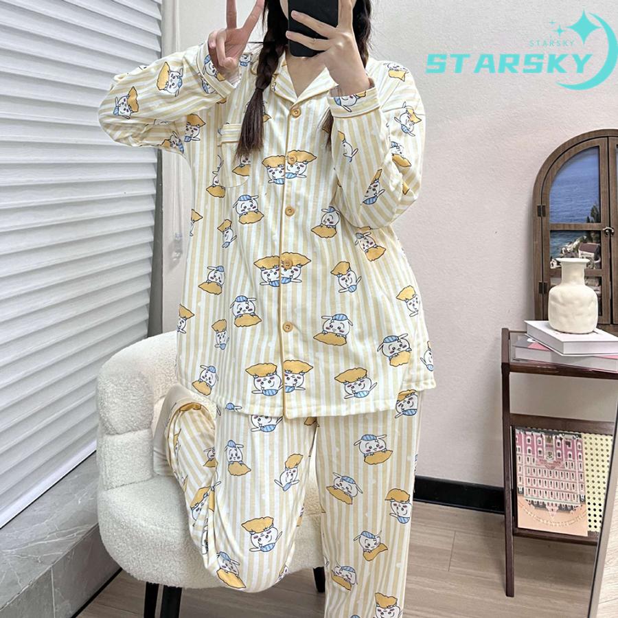 ちいかわ ハチワレ ウサギ ちいかわ パジャマ 上下セット 長袖 シャツ