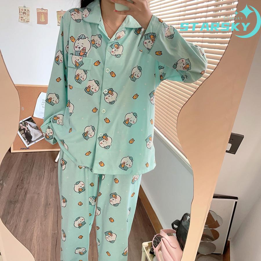 ちいかわ ハチワレ ウサギ ちいかわ パジャマ 上下セット 長袖 シャツ