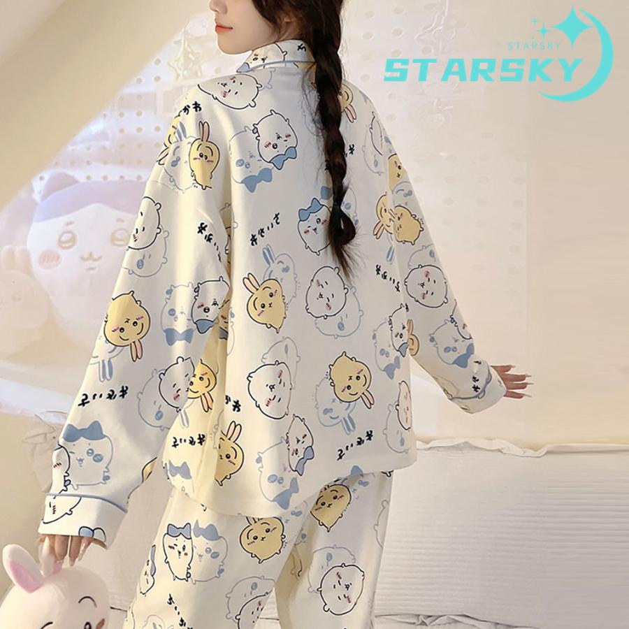 ちいかわ ハチワレ ウサギ ちいかわ パジャマ 胸当て付き 上下セット