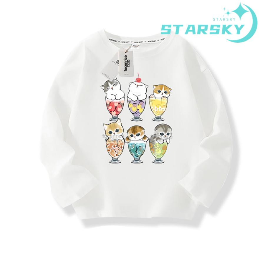 モフサンド 長袖 Tシャツ サメ 猫ちゃん 可愛い トップス 長袖 棉