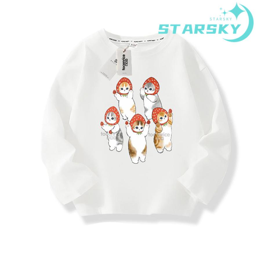 モフサンド 長袖 Tシャツ サメ 猫ちゃん 可愛い トップス 長袖 棉