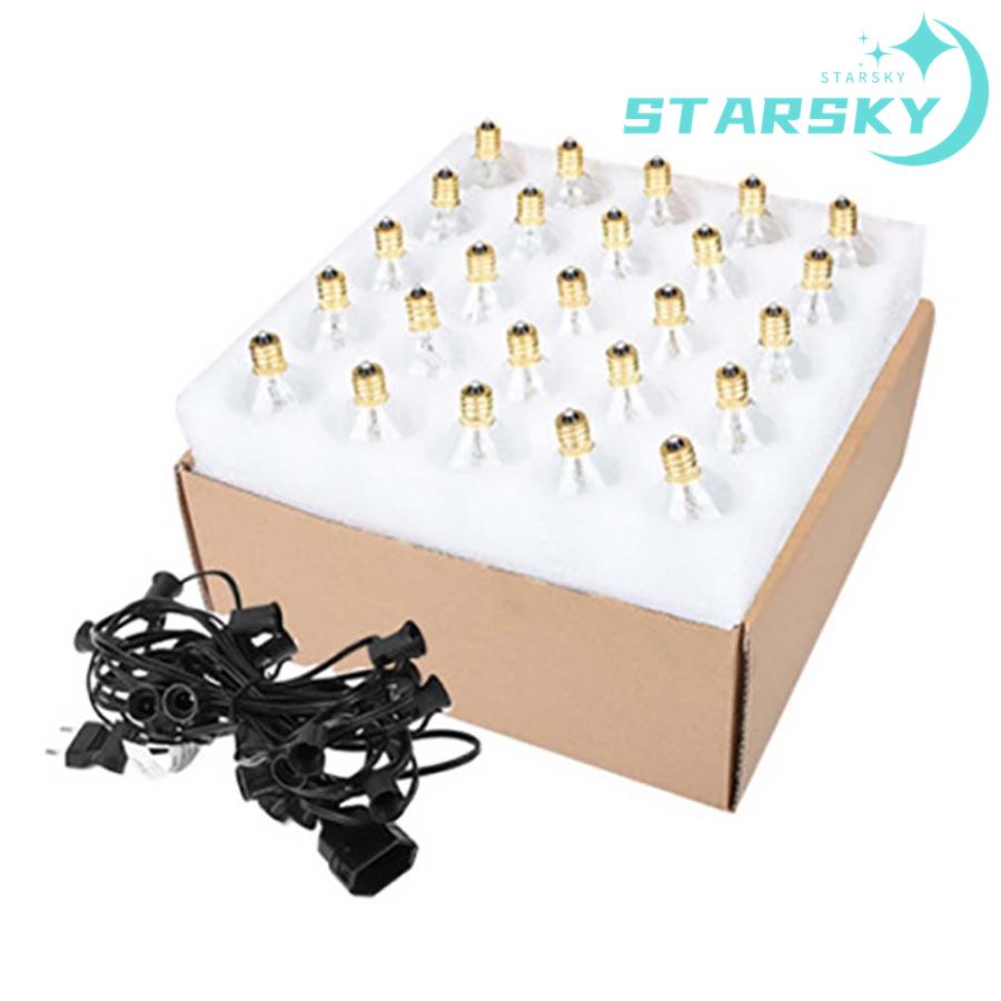 LEDストリングライト E12口金 G40 電球色 PET素材 防雨型 室内 屋外