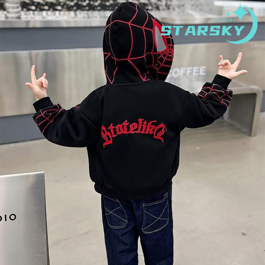 キッズ パーカー スパイダーマン 子供用 長袖 フード付き ファスナー