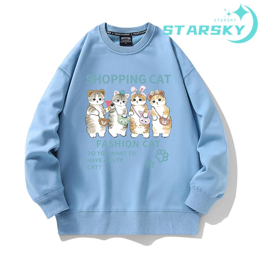 トレーナー モフサンド SHOPPING CAT 可愛い 猫ちゃん スウェット 長袖