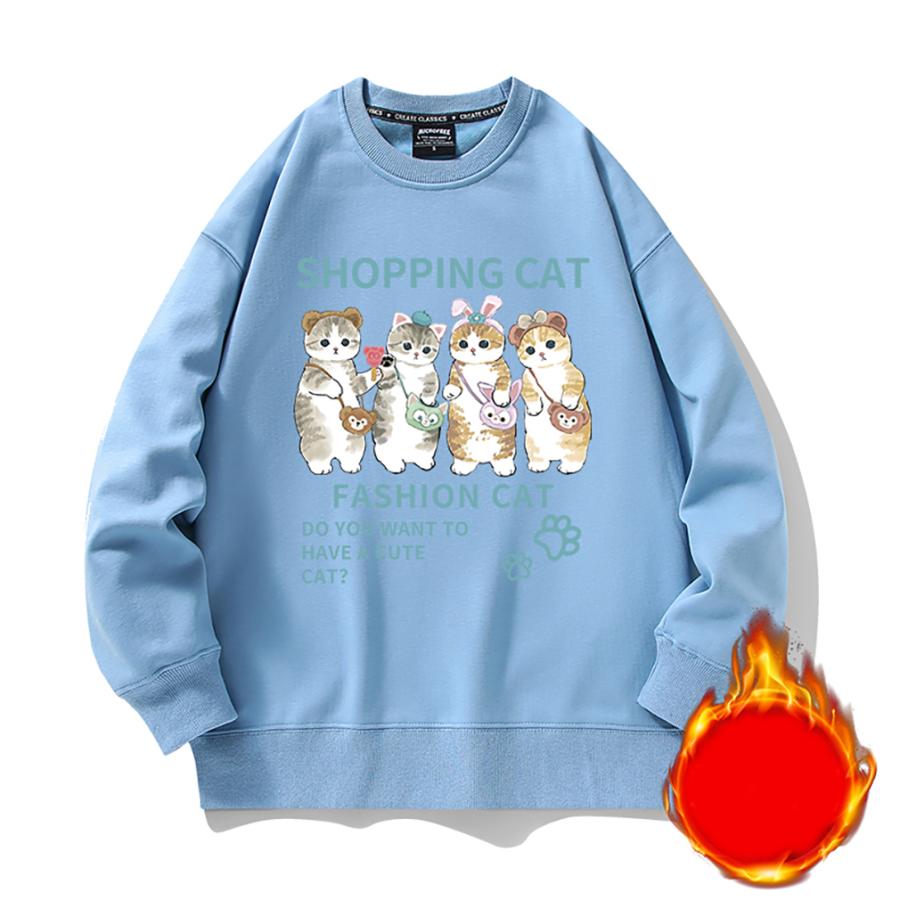 トレーナー モフサンド SHOPPING CAT 可愛い 猫ちゃん スウェット 長袖