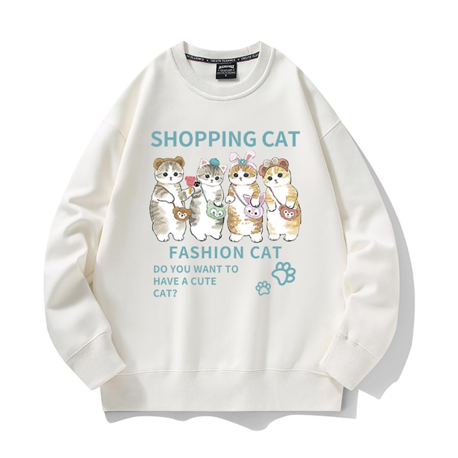 トレーナー モフサンド SHOPPING CAT 可愛い 猫ちゃん スウェット 長袖