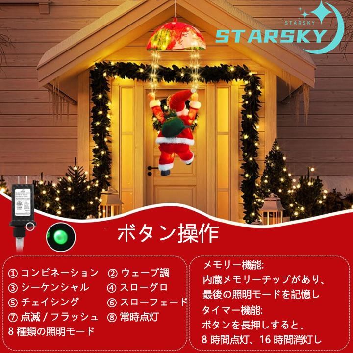 大型サンタクロースイルミネーションライト　海外仕様コンセントプラグ　　値引不可 サンタクロースパラシュート飾りライト ledイルミネーションイト 屋外