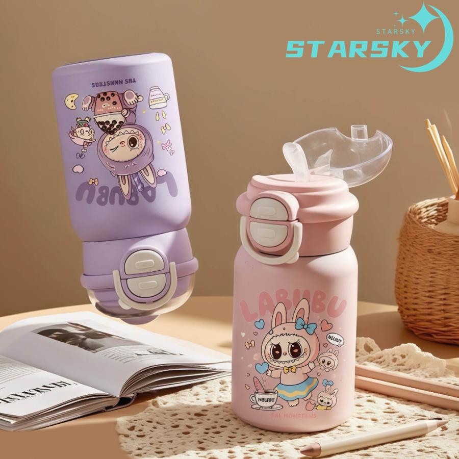 ラブブ 魔法瓶 水筒 400ml ストロー付き 直飲み可 幼稚園 小学生