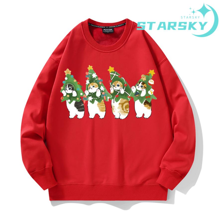 トレーナー モフサンド クリスマス猫 可愛い 猫ちゃん スウェット 長袖