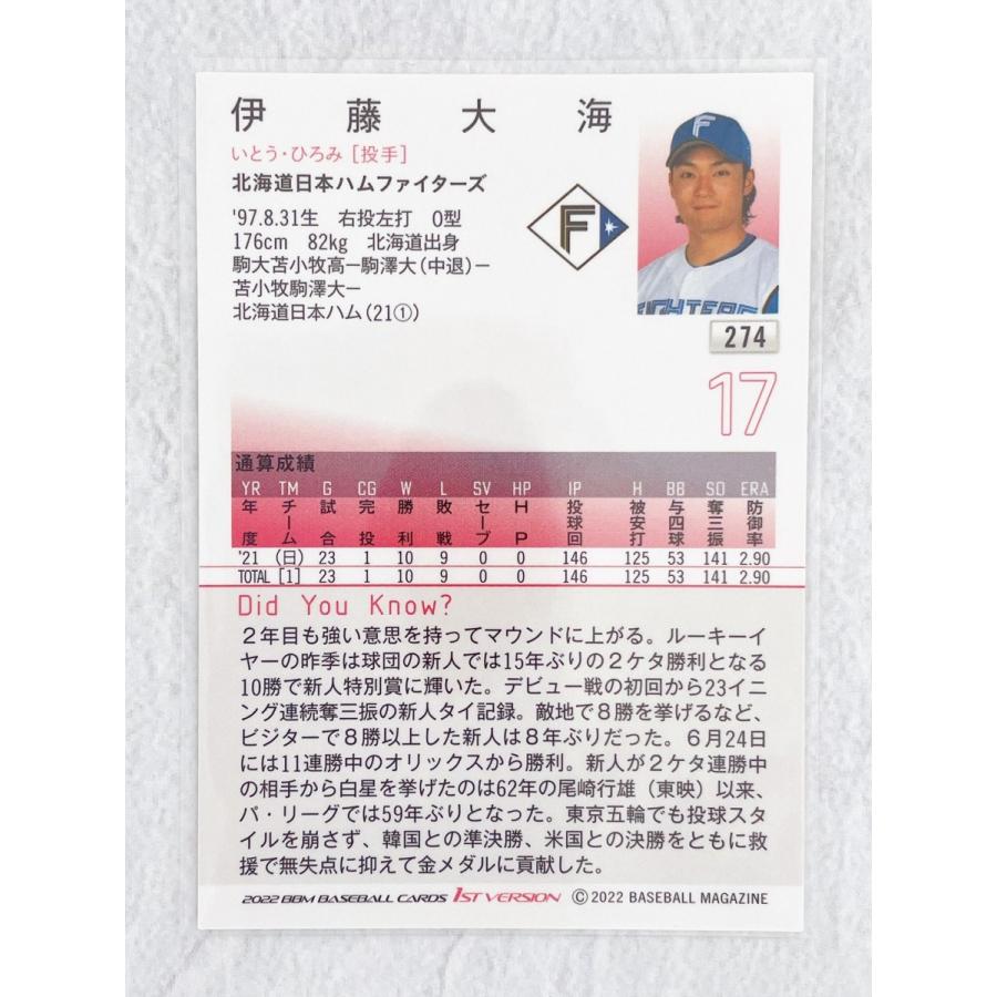 ☆ BBM2022 ベースボールカード 1st version レギュラーカード 274