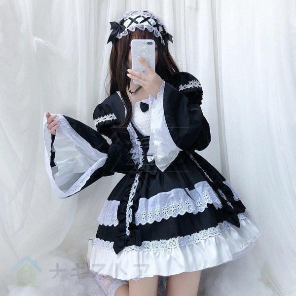 ハロウィン コスプレ衣装 メイド服 袖は着脱可能の ゴシック式ロリータ 