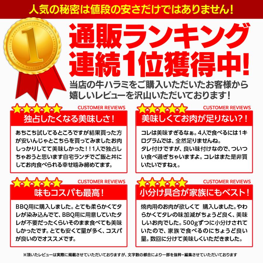 肉 焼肉 牛ハラミ 1kg 500g×２ 秘伝タレ漬け 食品 訳あり 冷凍 牛肉 焼き肉 バーベキュー 食材 お肉 爆買 | ブランド登録なし | 03