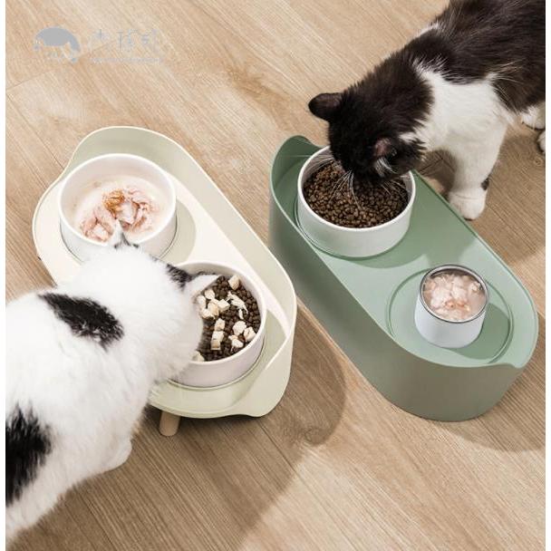 キャットテーブルセット 猫用 犬 ペット用 食器 セラミック 陶器 かわいい 餌入れ おやつ入れ｜nikukyu-machi｜01