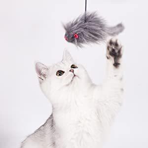 【送料無料】 猫じゃらし ネズミ じゃれ猫 おもちゃ オモチャ 猫遊び用 運動不足やストレス解消対策 最適 猫用品 愛猫とのコミュニケーション キャットグッズ｜nikukyu-machi｜05