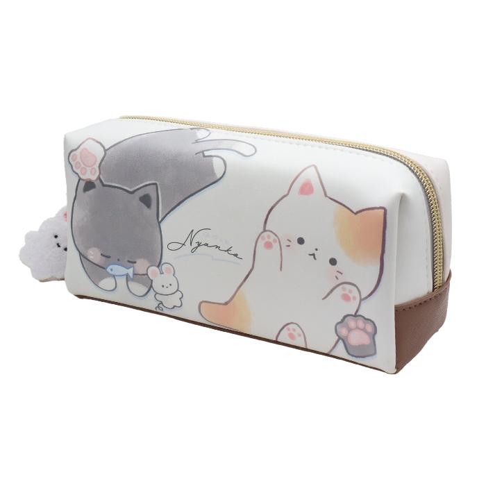 猫柄 BOXペンケース ふにゃっとにゃんこ 筆箱 三毛猫 グレイ猫 肉球