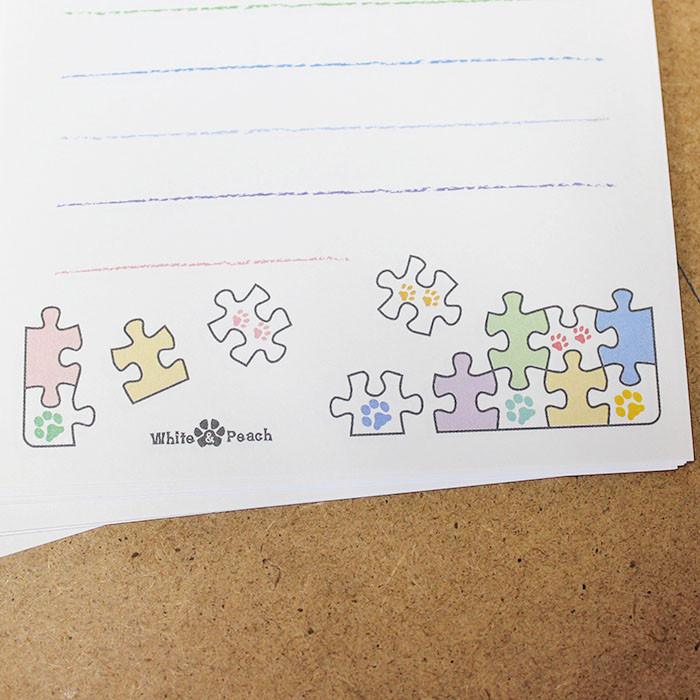 ホワイトアンドピーチ 肉球 21超人気 パズル ミニ便箋１０枚 肉球グッズ 犬雑貨 猫雑貨