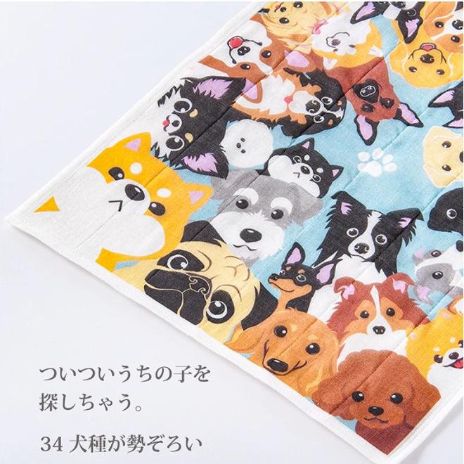 蚊帳織りふきん 犬柄布巾 わんこ大集合 タオル まいわんちょ 手ぬぐい | ブランド登録なし | 01