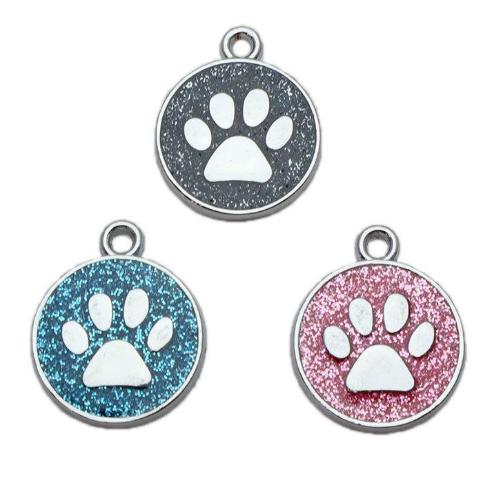 肉球丸型エナメルチャーム5個 アクセサリーパーツ 猫柄 犬柄 : 肉球