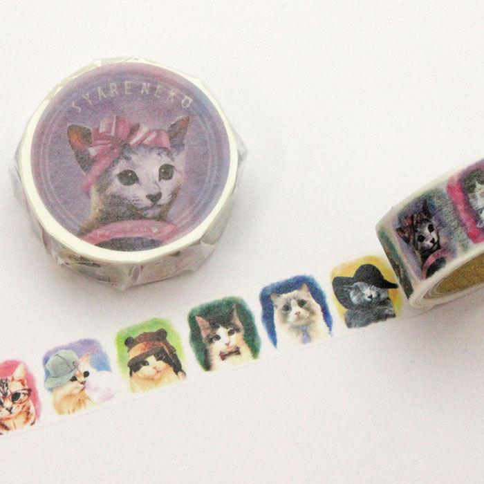 とことこサーカス マスキングテープ「SYARENEKO2」猫柄 キャット