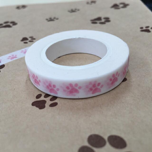 ピンク肉球マスキングテープ8mm（猫雑貨 犬雑貨 肉球雑貨 マステ