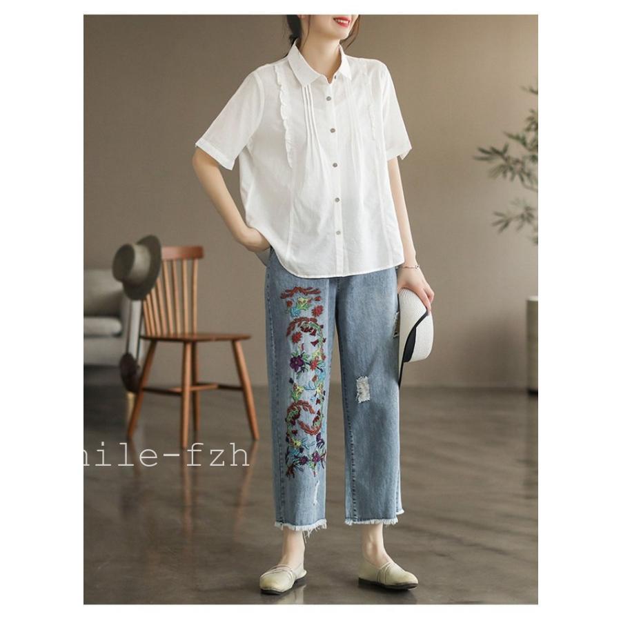 ワイド ウォッシュ デニム 九分丈 ルーズ パンツ 韓国 夏 cr9886 ウォッシュドワイドデニムパンツ | ファッション通販サイト NUGU