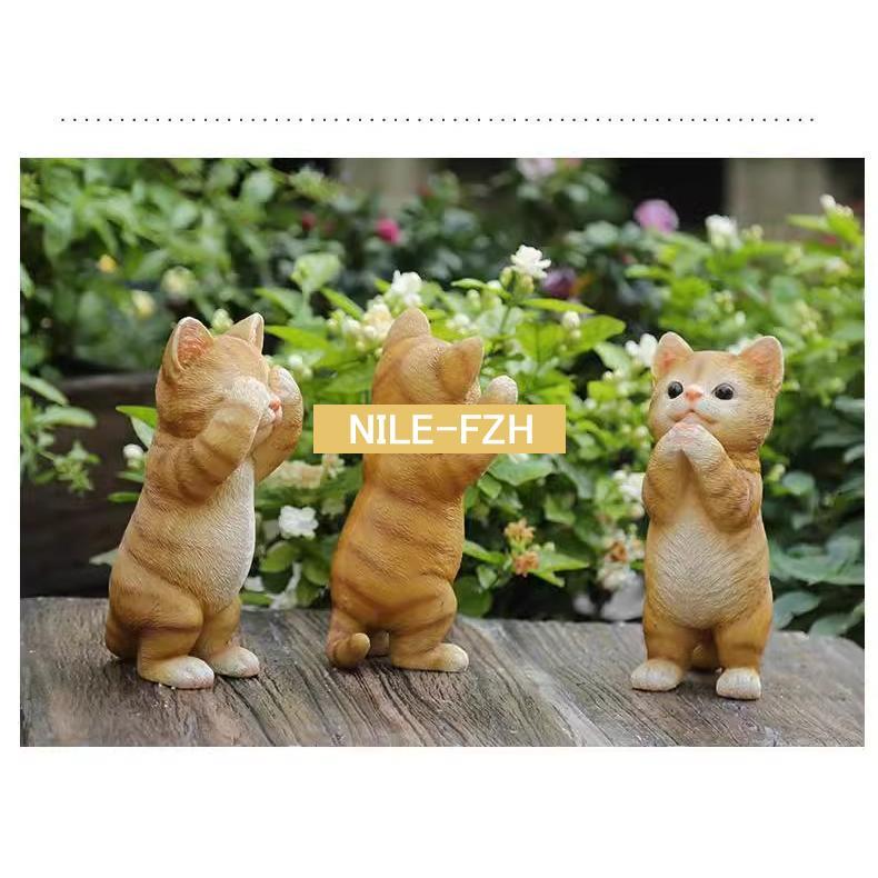 猫ちゃん　珍しい猫ちゃん置物可愛い! 猫のオブジェ 猫ちゃん ねこ 万歳 庭オブジェ アニマルオブジェ