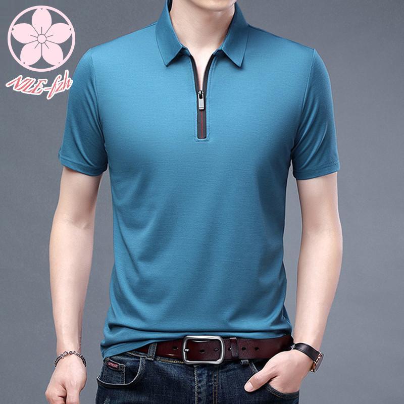 春と夏のゴルフウェアメンズフェイクツーピースアイスシルクスリーブトップポロシャツ 春と夏のゴルフウェアメンズフェイクツーピースアイスシルク