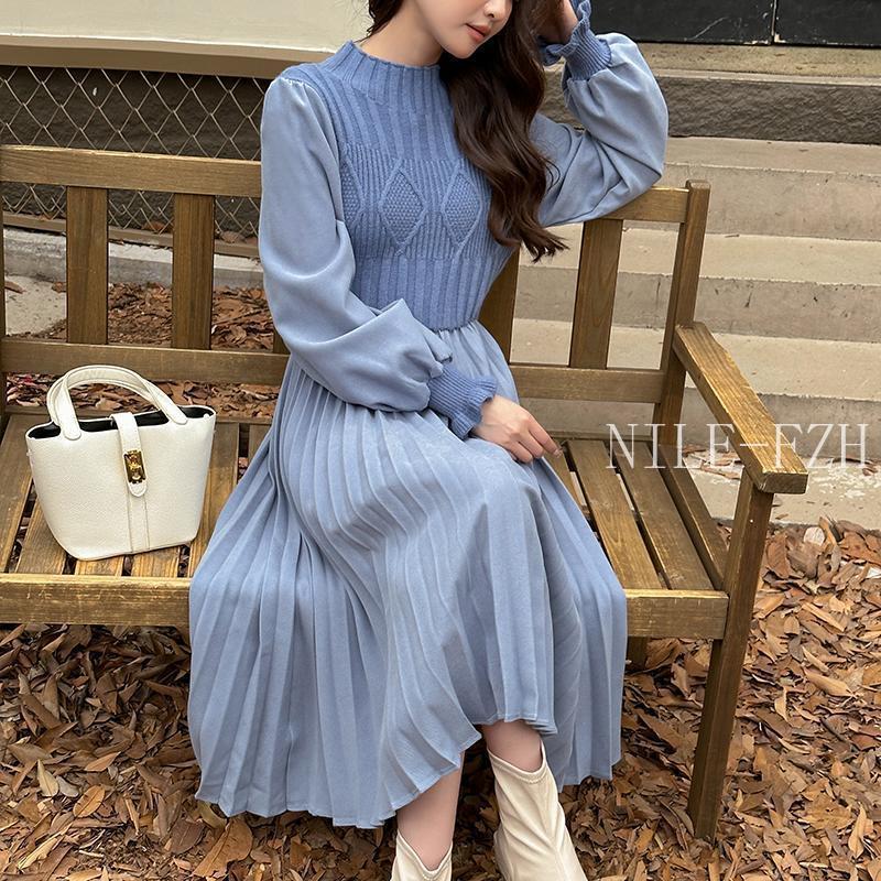 プリーツワンピース ニット ニットワンピース ワンピース プリーツワンピース ニット ニットワンピース ワンピース