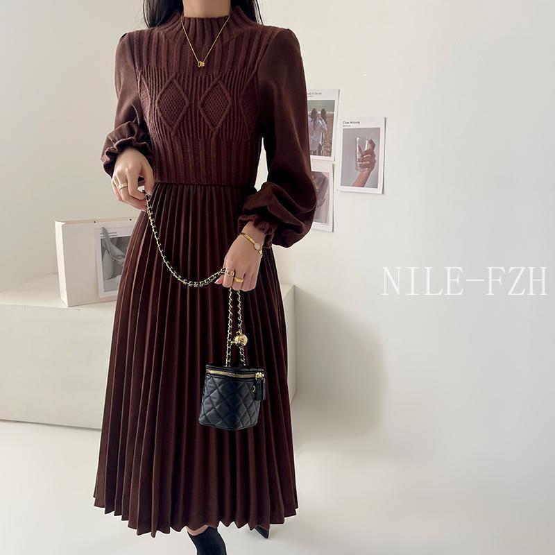 プリーツワンピース ニット ニットワンピース ワンピース プリーツワンピース ニット ニットワンピース ワンピース