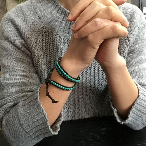 フラワークロス&スター三連ラップブレス フラワークロス&スター 三連ラップブレス