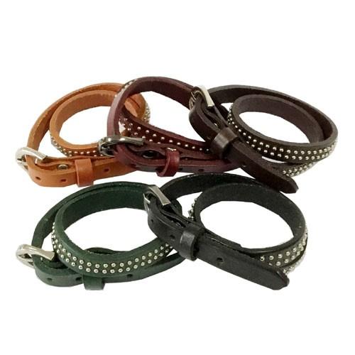 ブレスレット メンズ 革 レザー おしゃれ (丸鋲 スタッズ ベルトタイプ