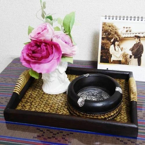 天然木の花びら型灰皿 ヴィンテージ灰皿 天然木の花びら型灰皿