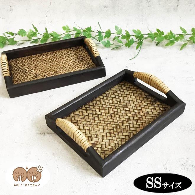N-Chai 木製 お盆 トレー トレイ 持ち手付 SSサイズ 16cm×22cm