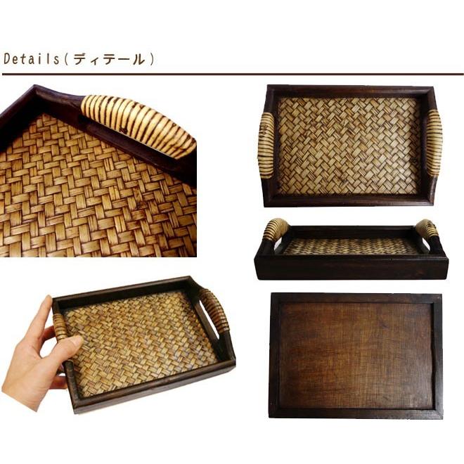 N-Chai 木製 お盆 トレー トレイ 持ち手付 SSサイズ 16cm×22cm