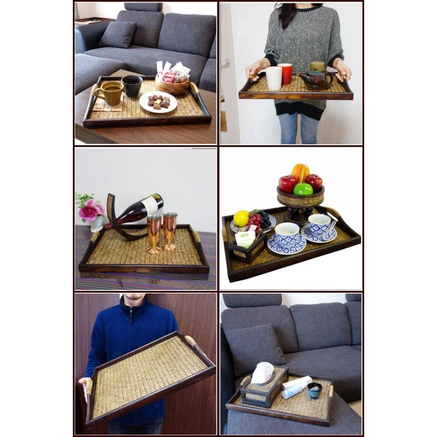 N-Chai お盆 トレー おしゃれ 木製 おぼん (持ち手付 Lサイズ