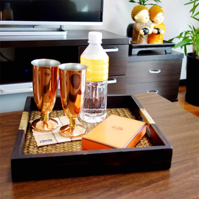 N-Chai 正方形 お盆 トレー おしゃれ 木製 (取っ手 角型