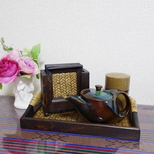 N-Chai コースター セット 木製 おしゃれ (角型 4枚セット) オシャレ 収納ホルダー お盆  和 和風 アンティーク アジアン |  | 06