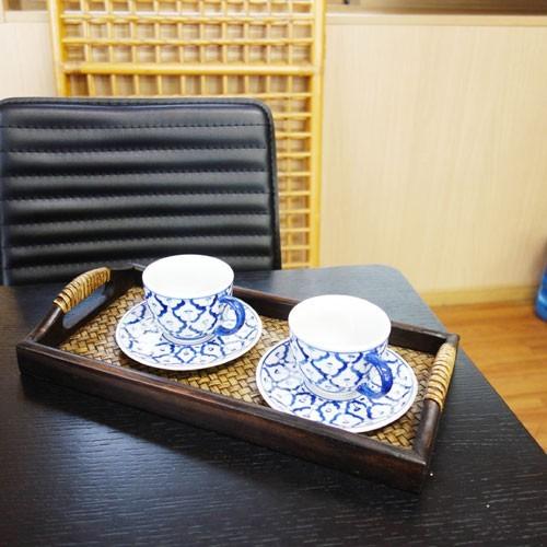 N-Chai お盆 トレー おしゃれ 木製 おぼん (持ち手付 ロング