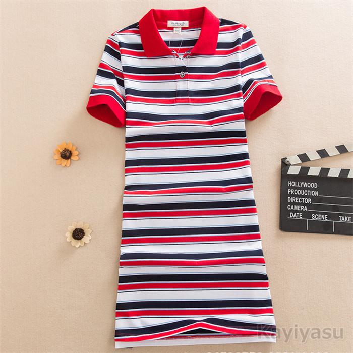 オンライン限定商品 ゴルフウェア ポロワンピース レディース スポーツチュニック ボーダー柄 ゴルフワンピース ロングポロシャツ 着痩せ 夏用コーデ 通気吸汗 半袖 Polo Aライン Spurs Sc